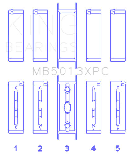 King Engine Bearings MB5013XPC020 - King GM Vortec/LS-Series Gen III/IV Crankshaft Main Bearing Set (Set of 10) - Size +.020mm King Engine Bearings MB5013XPC020 - King GM Vortec/LS-Series Gen III/IV Crankshaft Main Bearing Set (Set of 10) - Size +.020mm