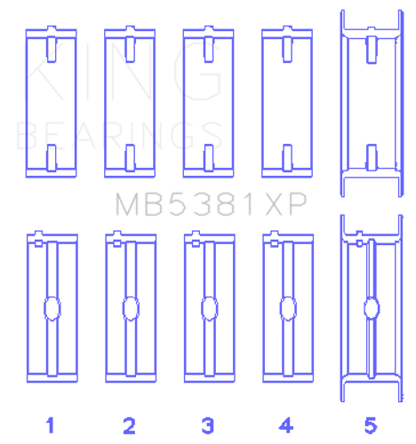 King Engine Bearings MB5381XP - King Holden 253/308CI 5.0L/5.7L (Size STD) Main Bearing Set