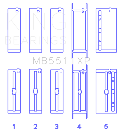 King Engine Bearings MB5511XP 001 - MAIN BEARING SET For GENERAL MOTORS 326, 350, 389, 400