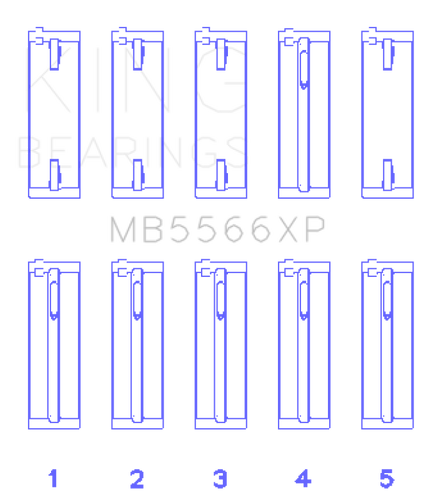 King Engine Bearings MB5566XPSTDX - King Audi A4 1.8L AEB (Size STDX) Performance Main Bearing Set