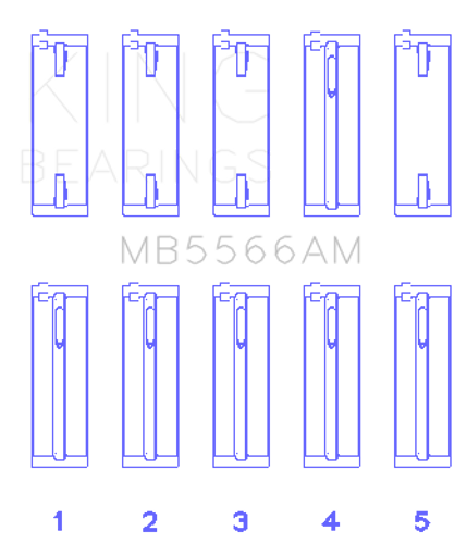 King Engine Bearings MB5566AM0.5 - King Audi A4 1.8L AEB (Size +.50 Oversized) Main Bearing Set
