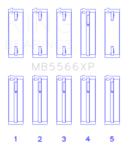 King Engine Bearings MB5566XP0.25 - King Audi A4 1.8L AEB Performance Main Bearing Set - Size +.25mm