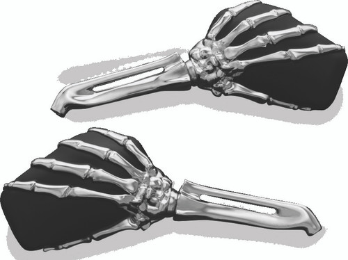 Kuryakyn 1759 - Skeleton Hand Mirrors Chrome/Black