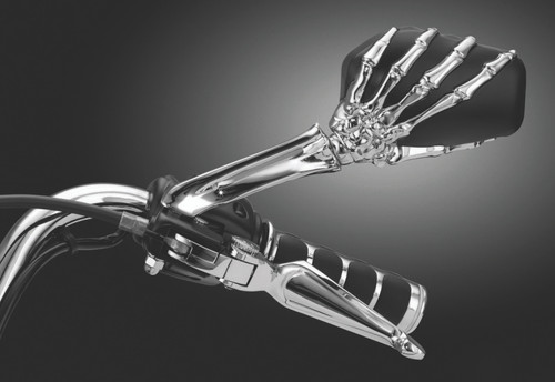 Kuryakyn 1759 - Skeleton Hand Mirrors Chrome/Black