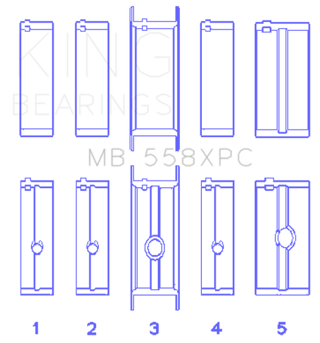 King Engine Bearings MB558XPC010 - Chrysler 273/301/313/318/340 Main Bearing Set