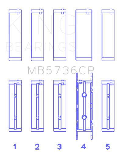 King Engine Bearings MB5736CP - King Ford Powerstroke 6.0L/6.4L Diesel Crankshaft Main Bearing Set - Size STD