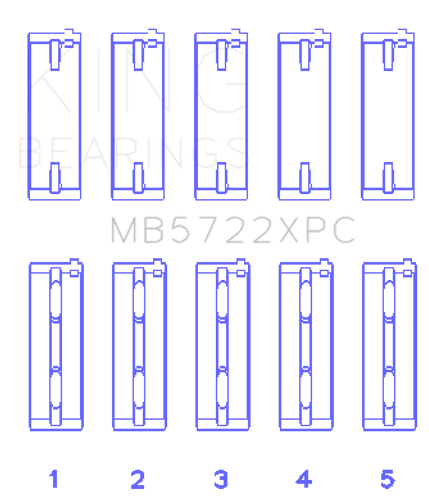 King Engine Bearings MB5722XPC - King 2007+ Mitsubishi 4B11T EVO X Coated Performance Main Bearing Set - Size STD