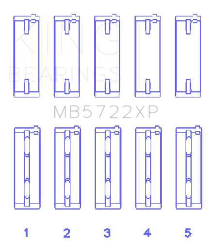 King Engine Bearings MB5722XP STDX - MAIN BEARING SET For MITSUBISHI 4B11T EVO X, 2007->