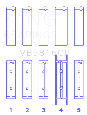 King Engine Bearings MB5816CP0.25 - King Ford 391CI 32V Turbo V8 Power Stroke/ O/S .040in (Size 0.25) Main Bearing Set