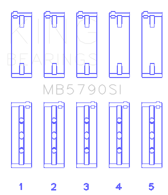King Engine Bearings MB5790SI0.25 - Porsche M 48.00/M 48.50 (Size +0.25mm) Main Bearing Set