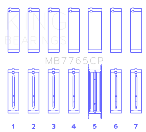King Engine Bearings MB7765CP - King GMC 4.2 Vortec L6 Main Bearing Set