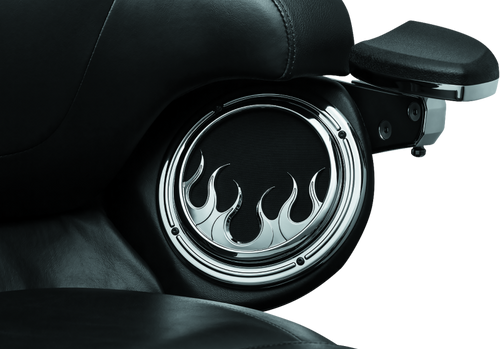 Kuryakyn 7374 - Flame Speaker Grills For 14-Up Touring Models Chrome