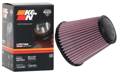 K&N RU-1637 - Universal Clamp-On Air Filter 3-1/4in FLG / 5-3/4in B / 3-1/2in T / 5-7/16in H