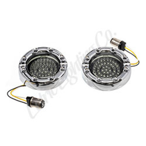 Letric Lighting LLC-FLHC-7WAS - 99-03 Premium Halo Chrome Switchbacks Running Light w/ Amber Turn Signals (1157)
