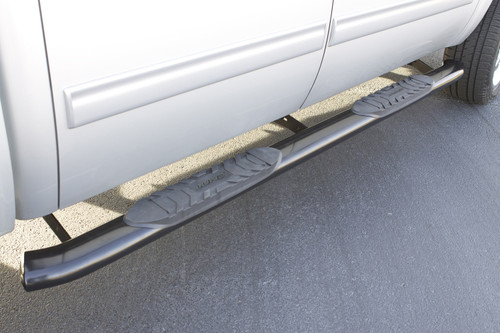 Lund 23891007 - 01-13 Chevy Silverado 1500 Crew Cab 5in. Oval Curved Steel Nerf Bars - Black