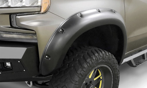 Lund RX130SA - 19-22 GM Silverado RX-Rivet Smooth Elite Series Fender Flares w/Black Bolts - Black 2pc Front