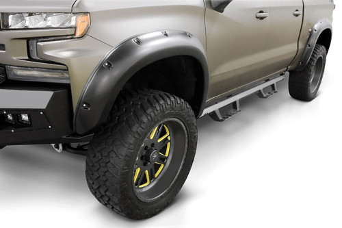 Lund RX130S - Black Rivet Style Smooth 4pc Fender Flare 19-24 GMC Sierra 1500