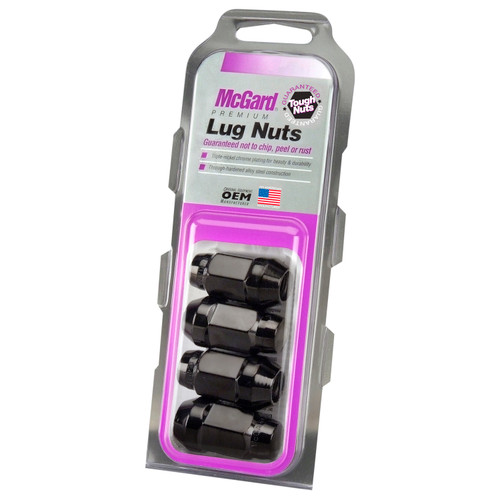 McGard 64015 - Hex Lug Nut (Cone Seat Bulge Style) M12X1.5 / 3/4 Hex / 1.45in. Length (4-Pack) - Black
