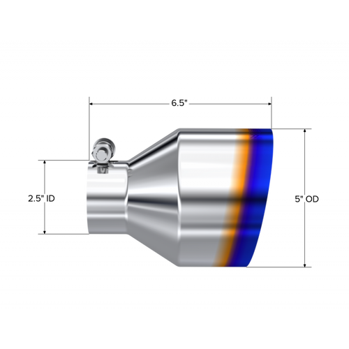 MBRP T5190BE - Exhaust Tip 2.5 Inch ID 5 Inch OD Out 6.5 Inch Length Angle Cut Single Wall Burnt and Stainless Steel