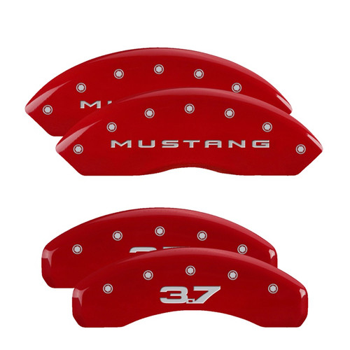 MGP 10202SM32RD - 4 Caliper Covers Engraved Front 2015/Mustang Engraved Rear 2015/37 Red finish silver ch MGP 10202SM32RD - 4 Caliper Covers Engraved Front 2015/Mustang Engraved Rear 2015/37 Red finish silver ch