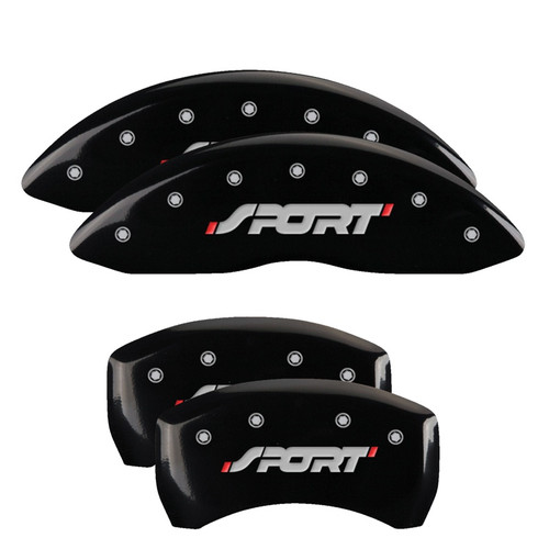 MGP 10229SSPOBK - 4 Caliper Covers Engraved Front & Rear SPORT Black finish silver ch MGP 10229SSPOBK - 4 Caliper Covers Engraved Front & Rear SPORT Black finish silver ch