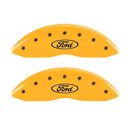 MGP 10234FFRDYL - 2 Caliper Covers Engraved Front Oval Logo/Ford Yellow Finish Blk Char 1998 Ford E-150