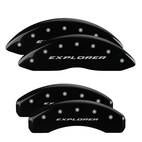 MGP 10243SXPLBK - 4 Caliper Covers Engraved Front & Rear Explorer Black finish silver ch