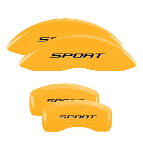 MGP 10241SSP2YL - 4 Caliper Covers Engraved Front & Rear No Bolts/Sport 2015 Yellow finish black ch