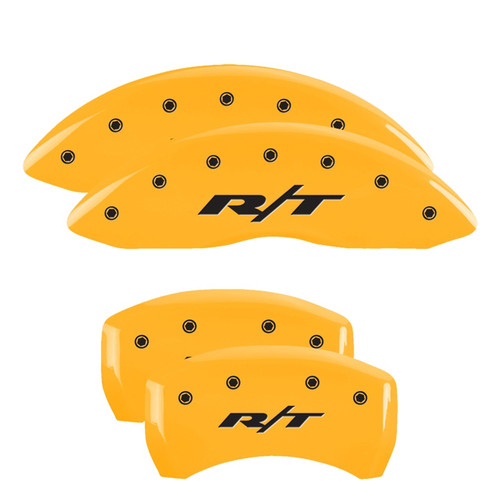 MGP 12005SRT1YL - 4 Caliper Covers Engraved Front & Rear RT1-Truck Yellow Finish Black Char 2007 Dodge Charger