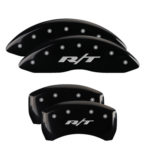 MGP 12001SRT1BK - 4 Caliper Covers Engraved Front & Rear RT1-Truck Black finish silver ch