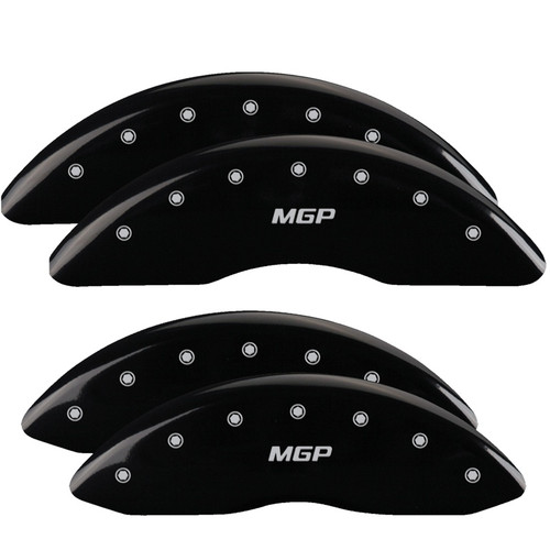 MGP 12124SMGPBK - 4 Caliper Covers Engraved Front & Rear  Black finish silver ch
