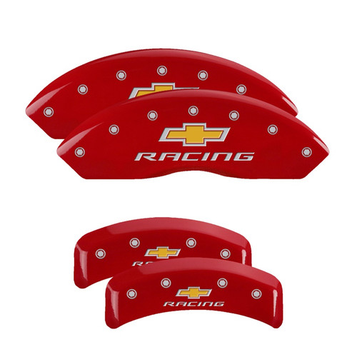 MGP 13013SBRCRD - 4 Caliper Covers Engraved F & R Chevy Racing Red Finish Silver Char 1988 Chevrolet Corvette