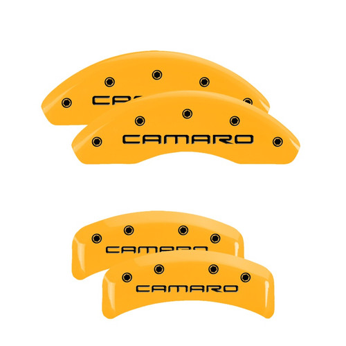 MGP 14026SCA4YL - 4 Caliper Covers Engraved F & R Gen 4/Camaro Yellow Finish Black Char 1997 Chevrolet Camaro