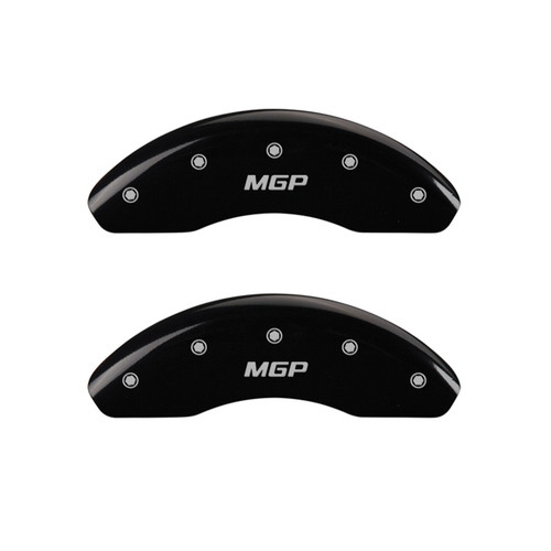 MGP 17213FMGPBK - Front set 2 Caliper Covers Engraved Front  Black finish silver ch