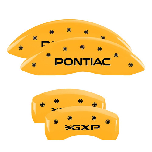 MGP 18031SPXPYL - 4 Caliper Covers Engraved Front Pontiac Rear Gxp Yellow Finish Blk Char 2005 Pontiac Bonneville