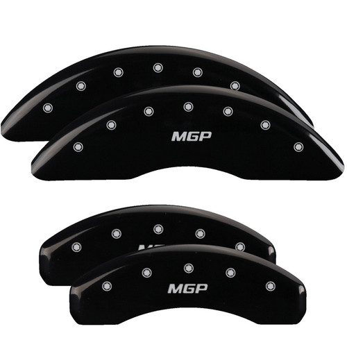 MGP 17222SMGPBK - 4 Caliper Covers Engraved Front & Rear  Black Finish Silver Char 2018 Nissan Titan XD