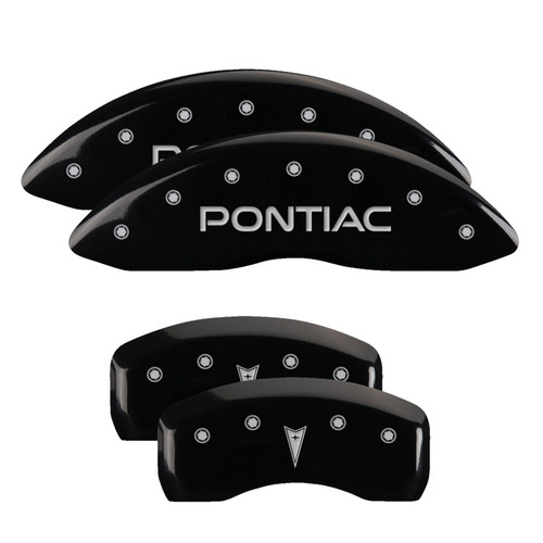 MGP 18029SPONBK - 4 Caliper Covers Engraved Front Pontiac Rear Arrow Black Finish Silver Char 2006 Pontiac GTO