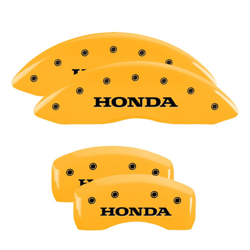 MGP 20201SHONYL - 4 Caliper Covers Engraved Front & Rear Honda Yellow finish black ch