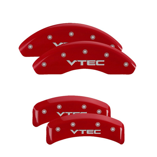 MGP 20076SVTCRD - 4 Caliper Covers Engraved Front & Rear Vtech Red finish silver ch
