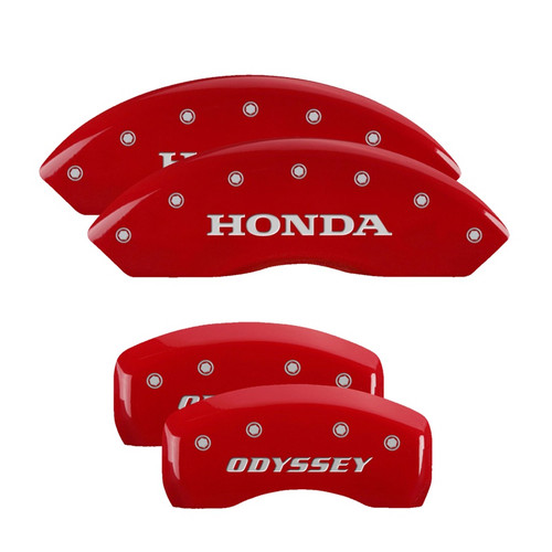 MGP 20203SODSRD - 4 Caliper Covers Engraved Front Honda Engraved Rear Odyssey Red finish silver ch