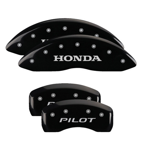 MGP 20213SPILBK - 4 Caliper Covers Engraved Front Honda Engraved Rear Pilot/2016 Black finish silver ch