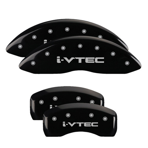 MGP 20219SIVTBK - 4 Caliper Covers Engraved Front & Rear i-Vtec Black finish silver ch