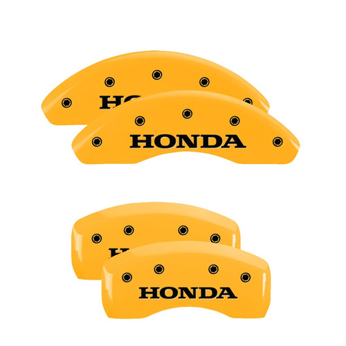 MGP 20224SHONYL - 4 Caliper Covers Engraved Front & Rear Honda Yellow Finish Black Char 2018 Honda Accord