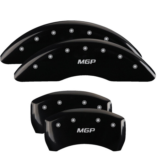 MGP 22215SMGPBK - 4 Caliper Covers Engraved Front & Rear  Black finish silver ch