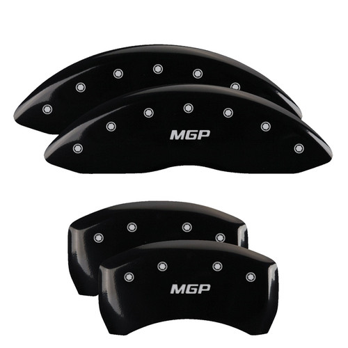 MGP 32016SMGPBK - 4 Caliper Covers Engraved Front & Rear  Black finish silver ch