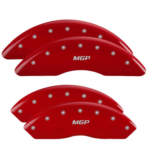 MGP 34210SMGPRD - 4 Caliper Covers Engraved Front & Rear  Red finish silver ch