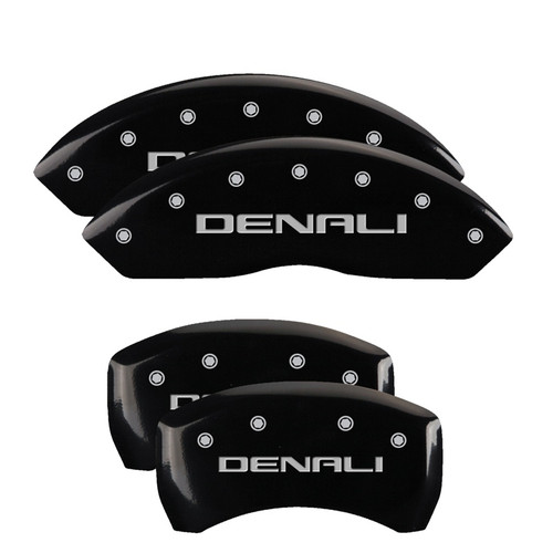 MGP 34212SDNLBK - 4 Caliper Covers Engraved Front & Rear Denali Black Finish Silver Char 2019 GMC Arcadia MGP 34212SDNLBK - 4 Caliper Covers Engraved Front & Rear Denali Black Finish Silver Char 2019 GMC Arcadia