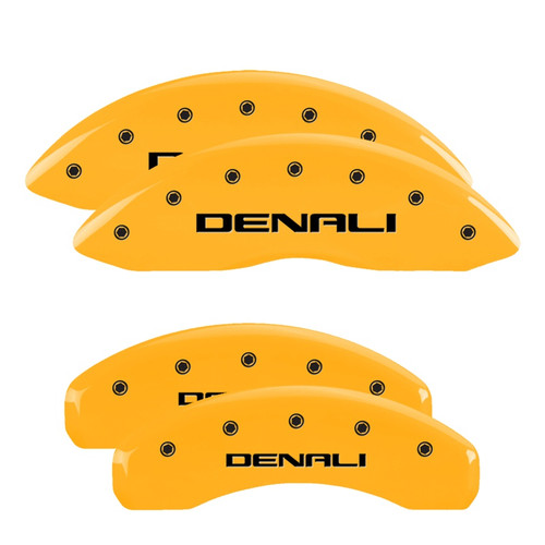 MGP 34006SDNLYL - 4 Caliper Covers Engraved Front & Rear Denali Yellow Finish Black Char 2003 GMC Safari