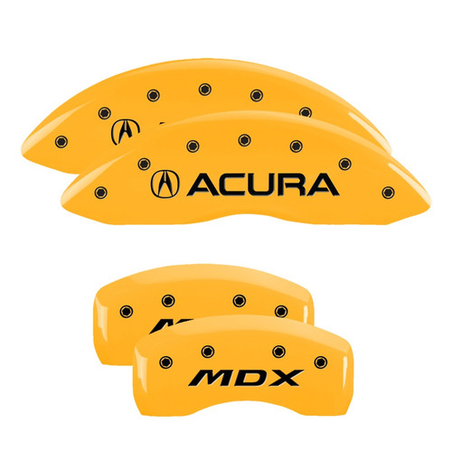 MGP 39011SMDXYL - 4 Caliper Covers Engraved Front Acura Engraved Rear MDX Yellow finish black ch