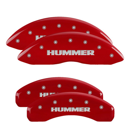 MGP 52002SHUMRD - 4 Caliper Covers Engraved Front & Rear Hummer Red finish silver ch